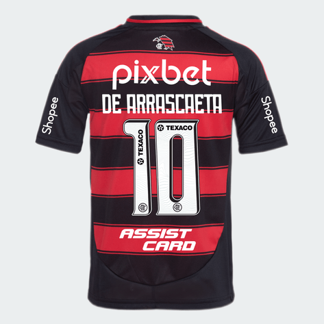Manto Flamengo Jogo 1 2025 – Com Kit Patrocínio – De Arrascaeta 10